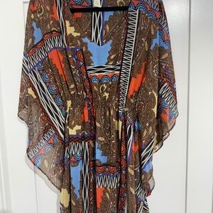 Emma & Michele Multicolor Paisley Print Kimono Dress
